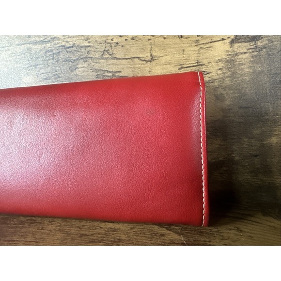 Rare Michael Kors Red Multi Pocket Clamp Close Wristlet Wallet Fast Shipping - Picture 6 of 13